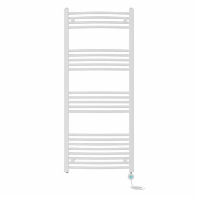 B&Q -  Prefilled Thermostatic Wifi Electric Heated Towel Rail Curved Bathroom Ladder WarmerWhite 1400X600 mm