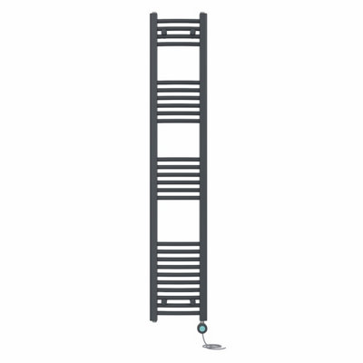 B&Q -  Prefilled Thermostatic Wifi Electric Heated Towel Rail Curved Bathroom Ladder WarmerAnthracite 1600X300 mm