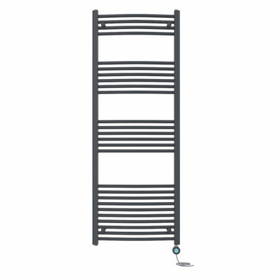 Right Radiators Anthracite Prefilled Thermostatic Wifi Electric Heated Towel Rail Curved Bathroom Ladder Warmer - 1600X600 Mm Size 24