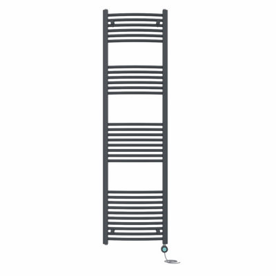 B&Q -  Prefilled Thermostatic Wifi Electric Heated Towel Rail Curved Bathroom Ladder WarmerAnthracite 1800X500 mm
