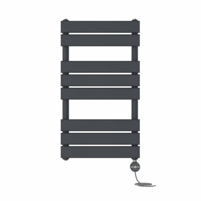 B&Q -  Prefilled Thermostatic Electric Heated Towel Rail Flat Panel Ladder Warmer RadsAnthracite 800X450 mm