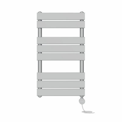 Right Radiators Prefilled Thermostatic Electric Heated Towel Rail Flat Panel Ladder Warmer Rads - Chrome 800X450 Mm