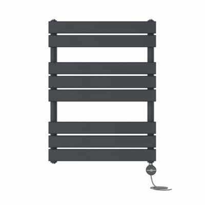 Right Radiators Prefilled Thermostatic Electric Heated Towel Rail Flat Panel Ladder Warmer RadsAnthracite 800X600 mm from B&Q
