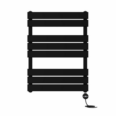 Right Radiators Prefilled Thermostatic Electric Heated Towel Rail Flat Panel Ladder Warmer RadsBlack 800X600 mm from B&Q