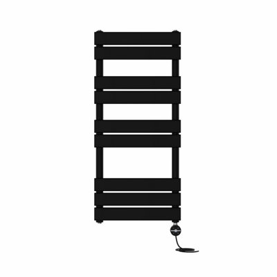 B&Q -  Prefilled Thermostatic Electric Heated Towel Rail Flat Panel Ladder Warmer RadsBlack 1000X450 mm