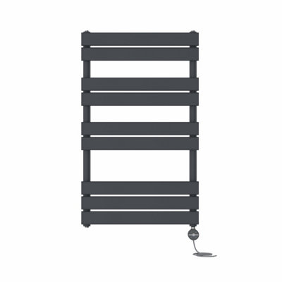 Right Radiators Prefilled Thermostatic Electric Heated Towel Rail Flat Panel Ladder Warmer RadsAnthracite 1000X600 mm from B&Q