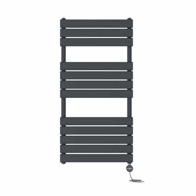 Right Radiators Prefilled Thermostatic Electric Heated Towel Rail Flat Panel Ladder Warmer RadsAnthracite 1200X600 mm from B&Q