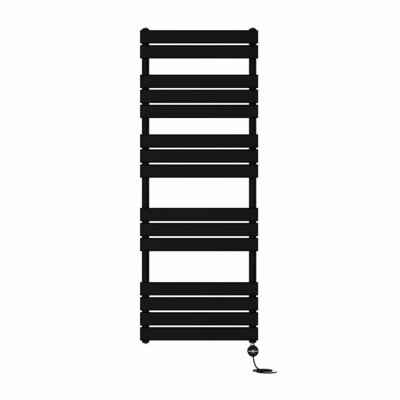 Right Radiators Prefilled Thermostatic Electric Heated Towel Rail Flat Panel Ladder Warmer RadsBlack 1600X600 mm from B&Q
