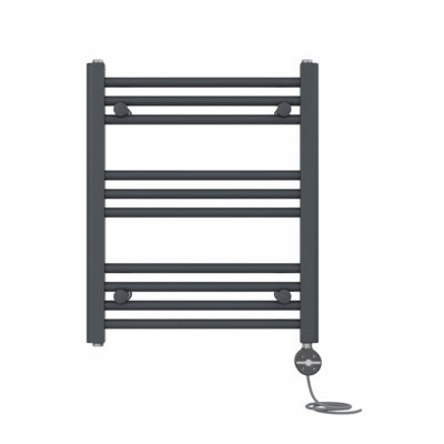 Right Radiators Prefilled Thermostatic Electric Heated Towel Rail Straight Ladder Warmer RadsAnthracite 600X500 mm from B&Q
