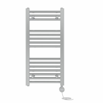 Right Radiators Prefilled Thermostatic Electric Heated Towel Rail Straight Ladder Warmer Rads - Chrome 800X400 Mm