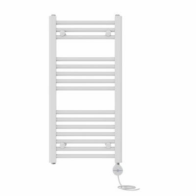 Right Radiators Prefilled Thermostatic Electric Heated Towel Rail Straight Ladder Warmer RadsWhite 800X400 mm from B&Q
