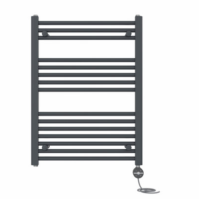 Right Radiators Prefilled Thermostatic Electric Heated Towel Rail Straight Ladder Warmer RadsAnthracite 800X600 mm from B&Q
