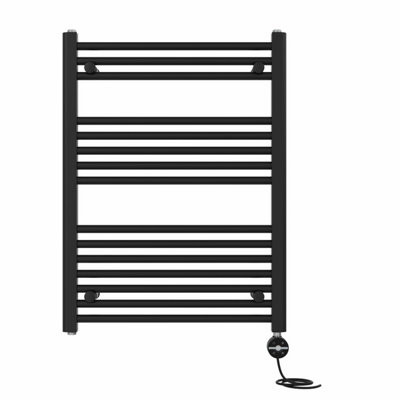 Right Radiators Prefilled Thermostatic Electric Heated Towel Rail Straight Ladder Warmer RadsBlack 800X600 mm from B&Q