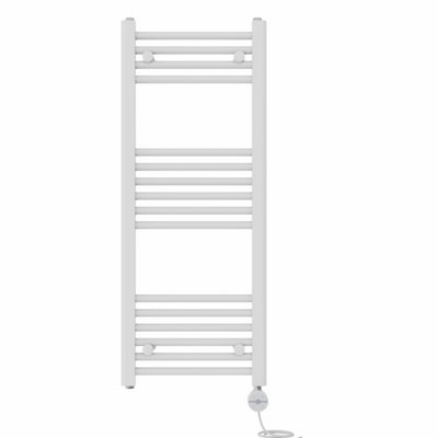 B&Q -  Prefilled Thermostatic Electric Heated Towel Rail Straight Ladder Warmer RadsWhite 1000X400 mm