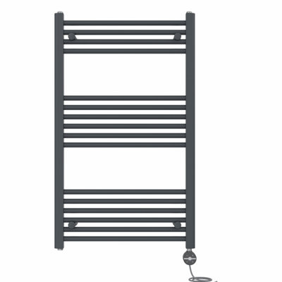 Right Radiators Prefilled Thermostatic Electric Heated Towel Rail Straight Ladder Warmer RadsAnthracite 1000X600 mm from B&Q