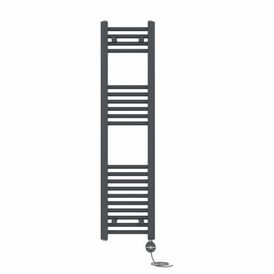 Right Radiators Prefilled Thermostatic Electric Heated Towel Rail Straight Ladder Warmer RadsAnthracite 1200X300 mm from B&Q
