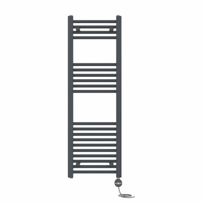 Right Radiators Prefilled Thermostatic Electric Heated Towel Rail Straight Ladder Warmer RadsAnthracite 1200X400 mm from B&Q