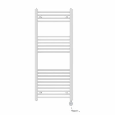 Right Radiators Prefilled Thermostatic Electric Heated Towel Rail Straight Ladder Warmer RadsWhite 1200X500 mm from B&Q