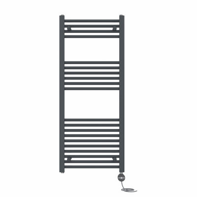 Right Radiators Prefilled Thermostatic Electric Heated Towel Rail Straight Ladder Warmer RadsAnthracite 1200X500 mm from B&Q