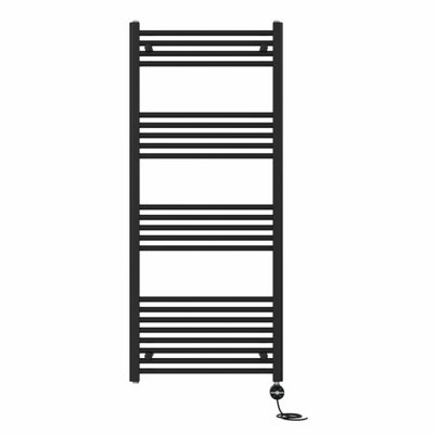 Right Radiators Prefilled Thermostatic Electric Heated Towel Rail Straight Ladder Warmer RadsBlack 1400X600 mm from B&Q