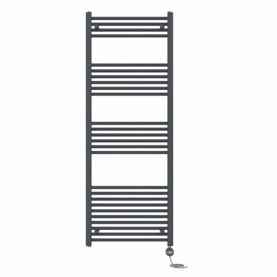Right Radiators Prefilled Thermostatic Electric Heated Towel Rail Straight Ladder Warmer RadsAnthracite 1600X600 mm from B&Q