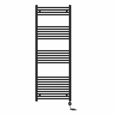 Right Radiators Prefilled Thermostatic Electric Heated Towel Rail Straight Ladder Warmer RadsBlack 1600X600 mm from B&Q