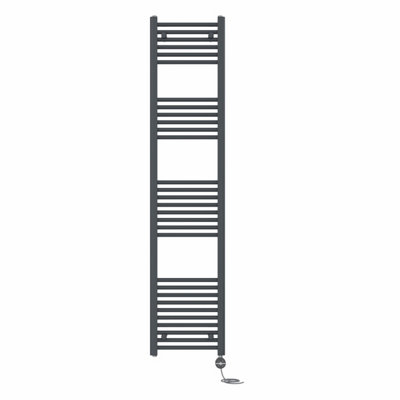 Right Radiators Prefilled Thermostatic Electric Heated Towel Rail Straight Ladder Warmer RadsAnthracite 1800X400 mm from B&Q