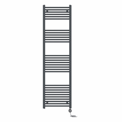 B&Q -  Prefilled Thermostatic Electric Heated Towel Rail Straight Ladder Warmer RadsAnthracite 1800X500 mm