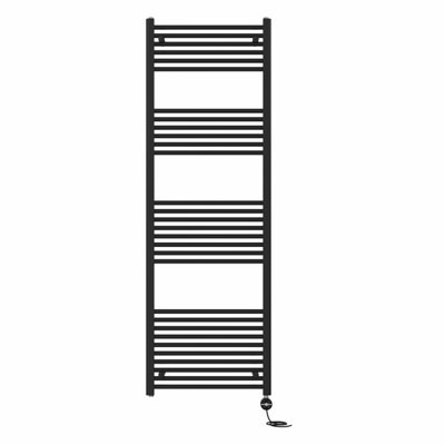 Right Radiators Prefilled Thermostatic Electric Heated Towel Rail Straight Ladder Warmer RadsBlack 1800X600 mm from B&Q