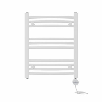 Right Radiators Prefilled Thermostatic Electric Heated Towel Rail Curved Ladder Warmer RadsWhite 600X500 mm from B&Q