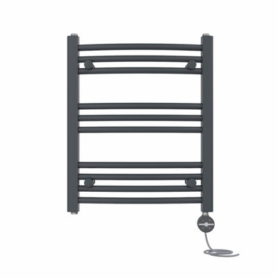 Right Radiators Prefilled Thermostatic Electric Heated Towel Rail Curved Ladder Warmer RadsAnthracite 600X500 mm from B&Q