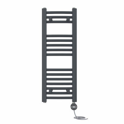 Right Radiators Prefilled Thermostatic Electric Heated Towel Rail Curved Ladder Warmer RadsAnthracite 800X300 mm from B&Q