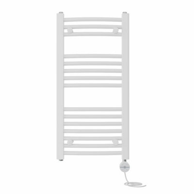 Right Radiators Prefilled Thermostatic Electric Heated Towel Rail Curved Ladder Warmer RadsWhite 800X400 mm from B&Q