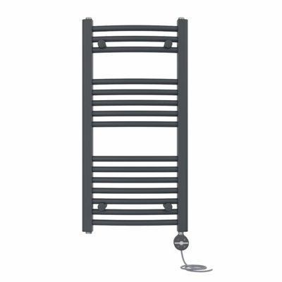 Right Radiators Prefilled Thermostatic Electric Heated Towel Rail Curved Ladder Warmer RadsAnthracite 800X400 mm from B&Q