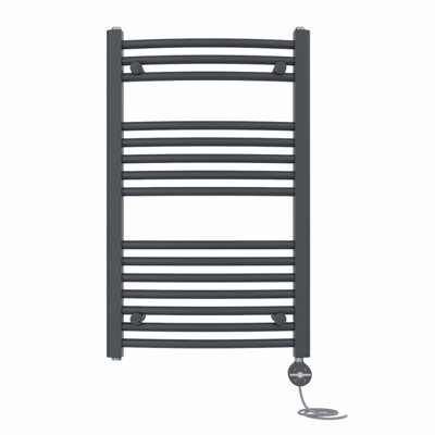 Right Radiators Prefilled Thermostatic Electric Heated Towel Rail Curved Ladder Warmer RadsAnthracite 800X500 mm from B&Q