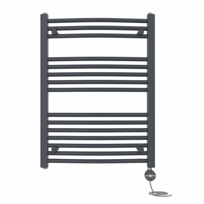 Right Radiators Prefilled Thermostatic Electric Heated Towel Rail Curved Ladder Warmer RadsAnthracite 800X600 mm from B&Q