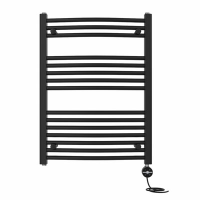 Right Radiators Prefilled Thermostatic Electric Heated Towel Rail Curved Ladder Warmer RadsBlack 800X600 mm from B&Q