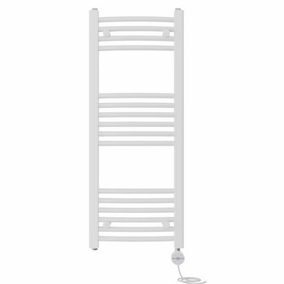 B&Q -  Prefilled Thermostatic Electric Heated Towel Rail Curved Ladder Warmer RadsWhite 1000X400 mm