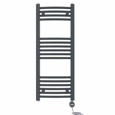 Right Radiators Prefilled Thermostatic Electric Heated Towel Rail Curved Ladder Warmer RadsAnthracite 1000X400 mm from B&Q