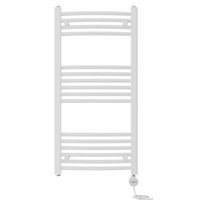 B&Q -  Prefilled Thermostatic Electric Heated Towel Rail Curved Ladder Warmer RadsWhite 1000X500 mm