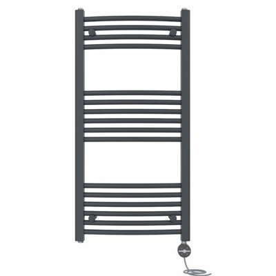 Right Radiators Prefilled Thermostatic Electric Heated Towel Rail Curved Ladder Warmer RadsAnthracite 1000X500 mm from B&Q