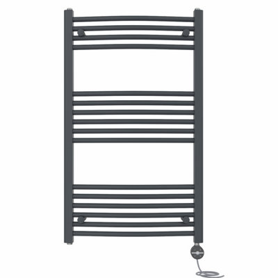 Right Radiators Prefilled Thermostatic Electric Heated Towel Rail Curved Ladder Warmer RadsAnthracite 1000X600 mm from B&Q