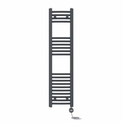 Right Radiators Prefilled Thermostatic Electric Heated Towel Rail Curved Ladder Warmer RadsAnthracite 1200X300 mm from B&Q