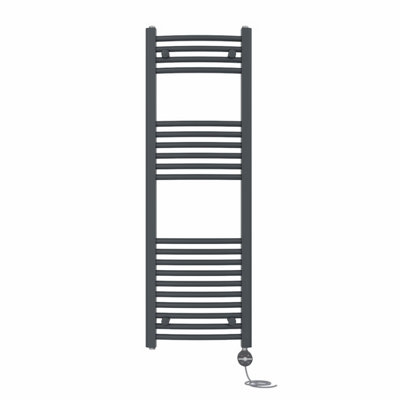 Right Radiators Prefilled Thermostatic Electric Heated Towel Rail Curved Ladder Warmer RadsAnthracite 1200X400 mm from B&Q
