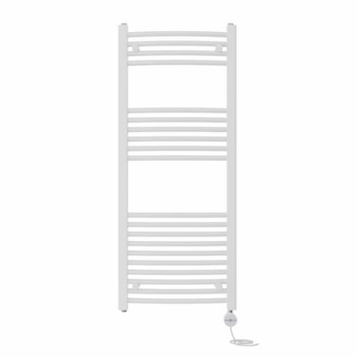 Right Radiators Prefilled Thermostatic Electric Heated Towel Rail Curved Ladder Warmer RadsWhite 1200X500 mm from B&Q