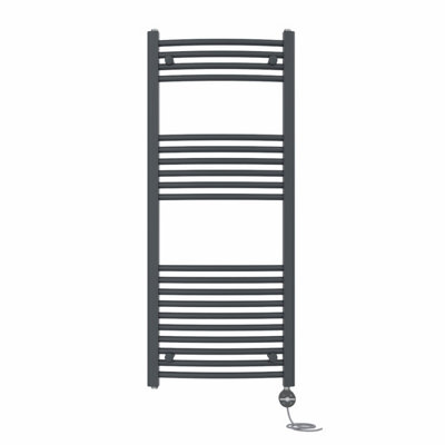 Right Radiators Prefilled Thermostatic Electric Heated Towel Rail Curved Ladder Warmer RadsAnthracite 1200X500 mm from B&Q
