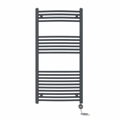 Right Radiators Prefilled Thermostatic Electric Heated Towel Rail Curved Ladder Warmer RadsAnthracite 1200X600 mm from B&Q