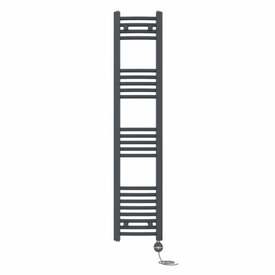 Right Radiators Prefilled Thermostatic Electric Heated Towel Rail Curved Ladder Warmer RadsAnthracite 1400X300 mm from B&Q