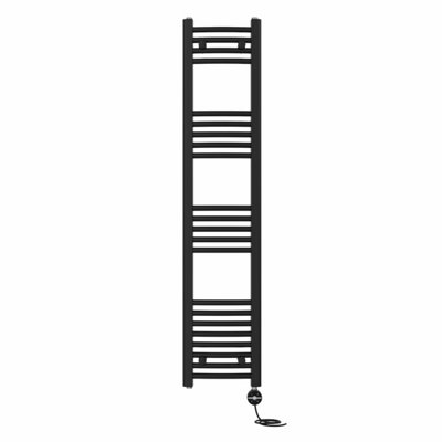 Right Radiators Prefilled Thermostatic Electric Heated Towel Rail Curved Ladder Warmer RadsBlack 1400X300 mm from B&Q