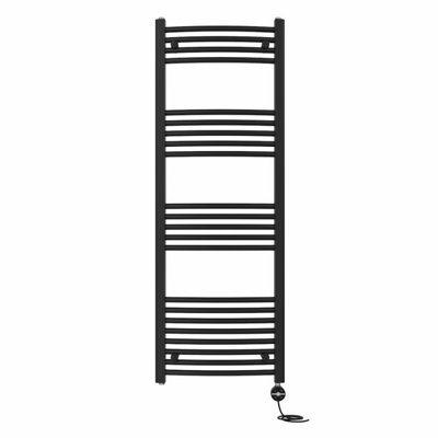 Right Radiators Prefilled Thermostatic Electric Heated Towel Rail Curved Ladder Warmer RadsBlack 1400X500 mm from B&Q